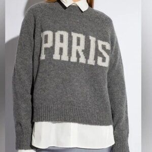 Anine Bing Kendrick Sweater University Paris In Charcoal Wool Cashmere Size M